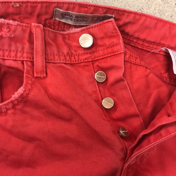 Red Zara skinny jeans size US 0 or Eur 32 - Picture 3 of 5